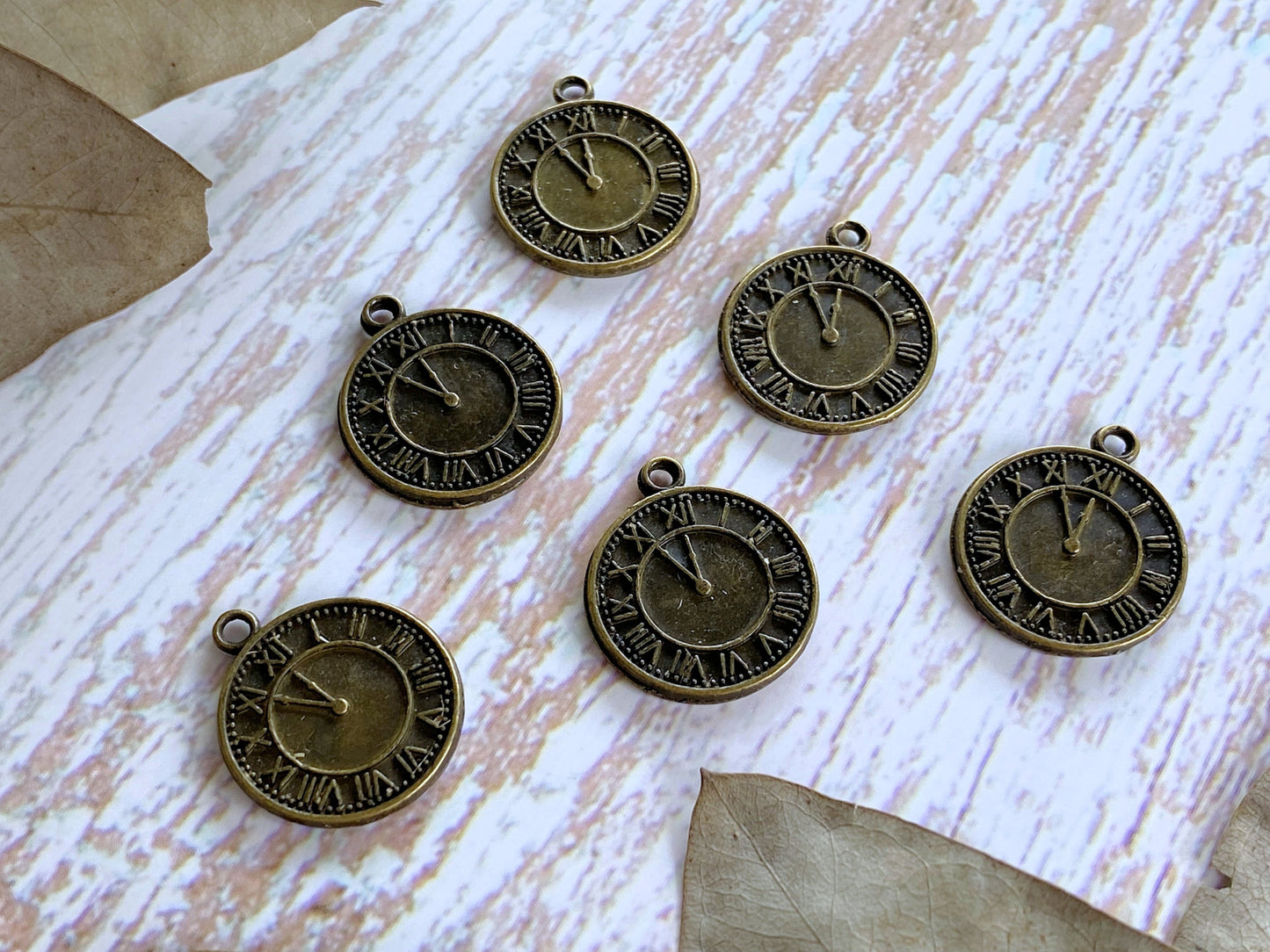 Charm Pendant 3pcs Double Sided Clocks Embellishment for Crafts Vialysa
