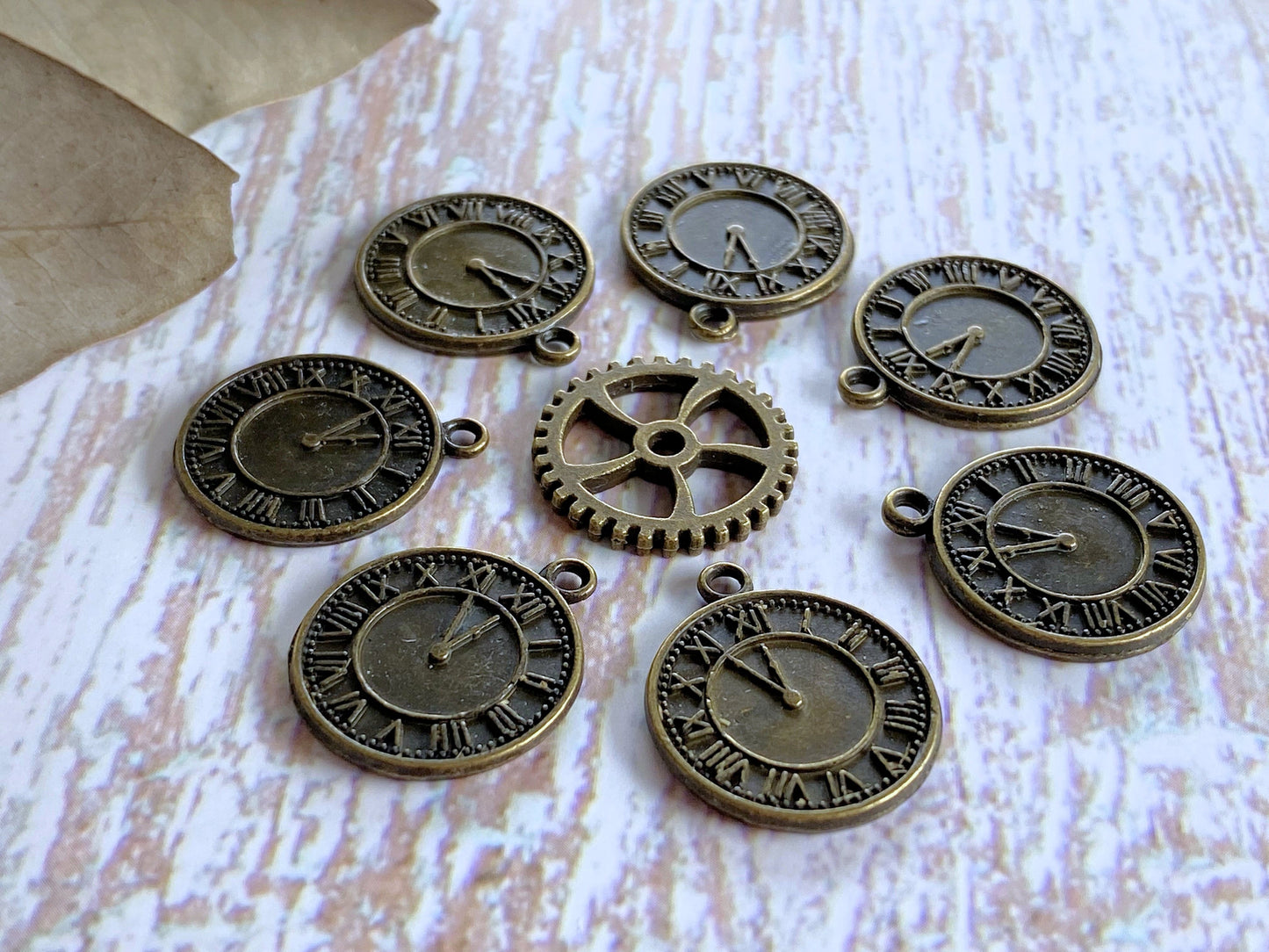 Charm Pendant 3pcs Double Sided Clocks Embellishment for Crafts Vialysa