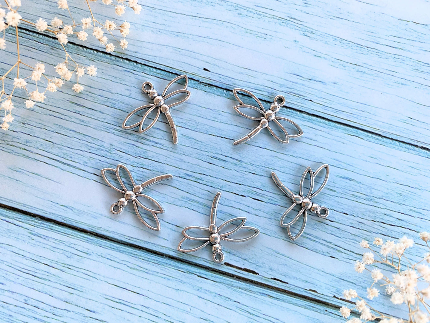 Charm Pendant 4pcs Silver Dragonfly Charms Jewelry Parts Vialysa