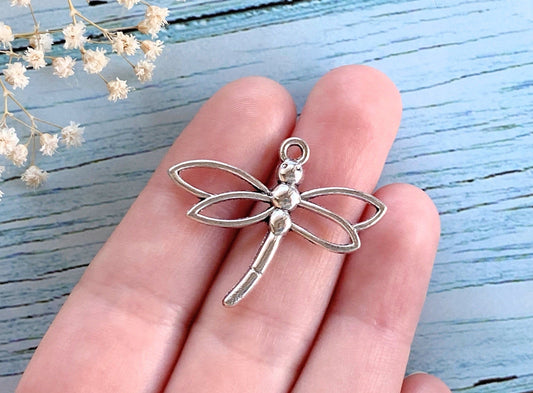 Charm Pendant 4pcs Silver Dragonfly Charms Jewelry Parts Vialysa