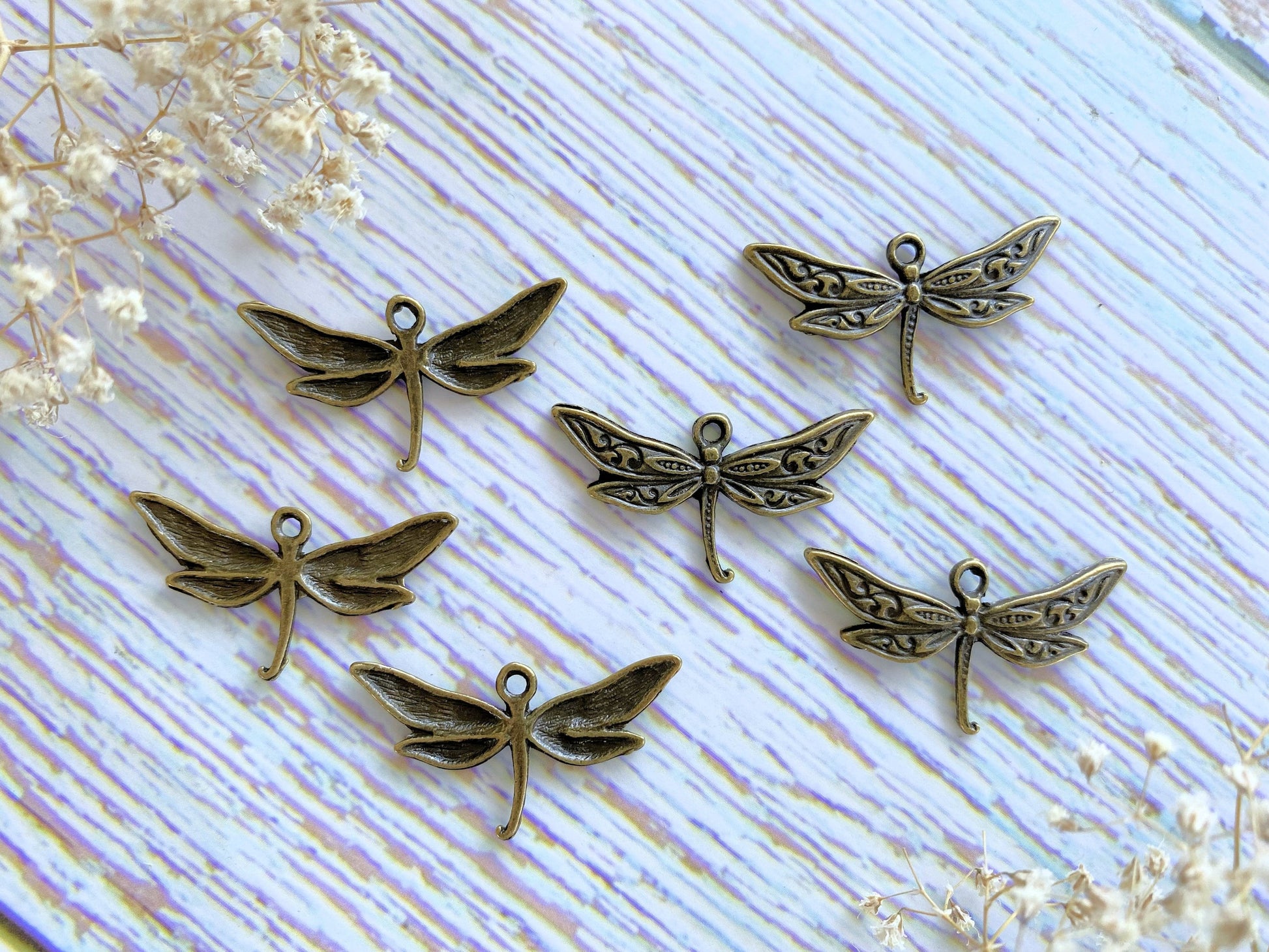 Charm Pendant 4pcs Vintage Dragonfly Metal Embellishments Vialysa