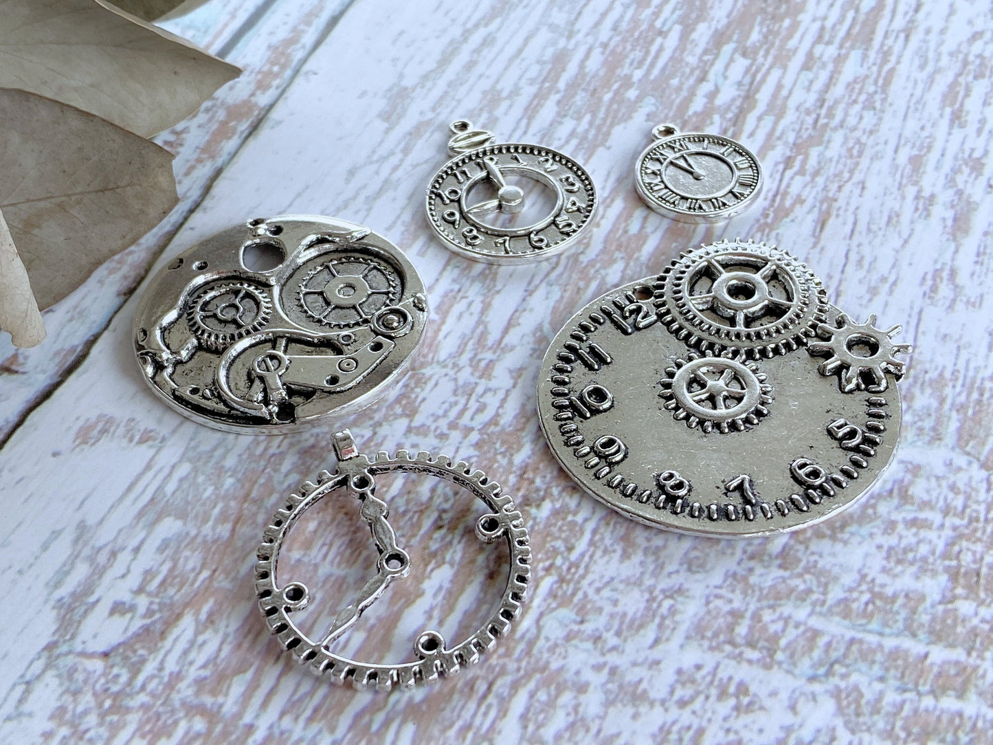 Charm Pendant 5pcs Set Steampunk Clocks Metal Embellishments Vialysa