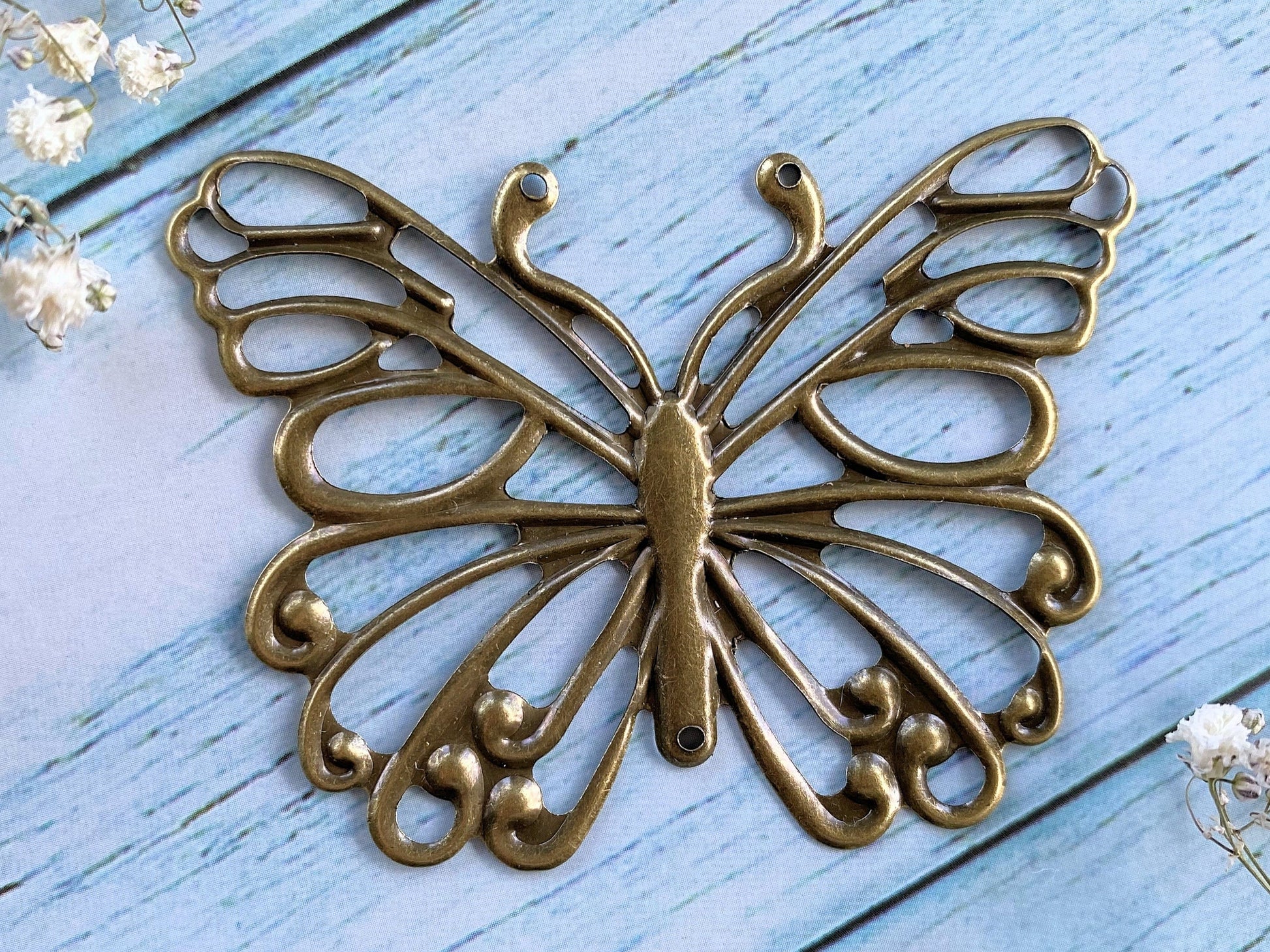 Filigree 2pcs Antique Bronze Filigree Butterflies Vialysa