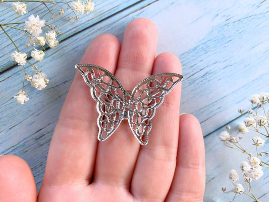 Filigree 5pcs Silver Butterfly Charm Pendant Connectors Vialysa