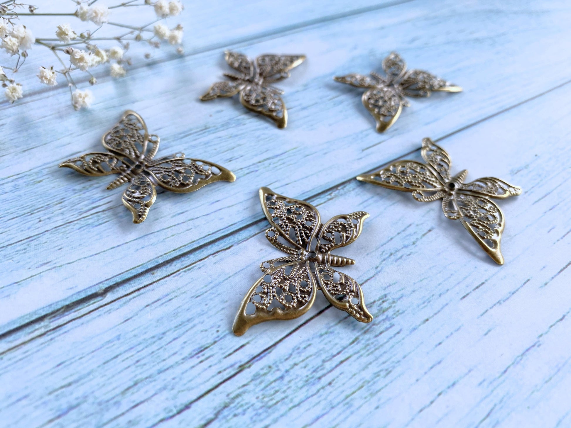 Filigree 6pcs Carved Butterfly Links for Journal Making Vialysa