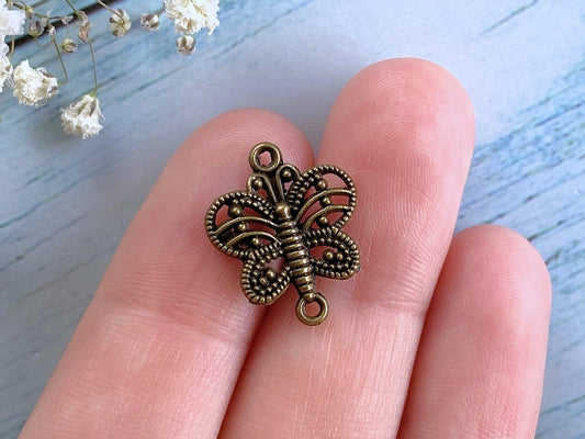 Filigree 6pcs Miniature Butterfly Charm Pendants Vialysa