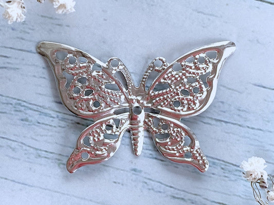 Filigree 6pcs Platinum Butterfly Stampings for Snip Art Vialysa