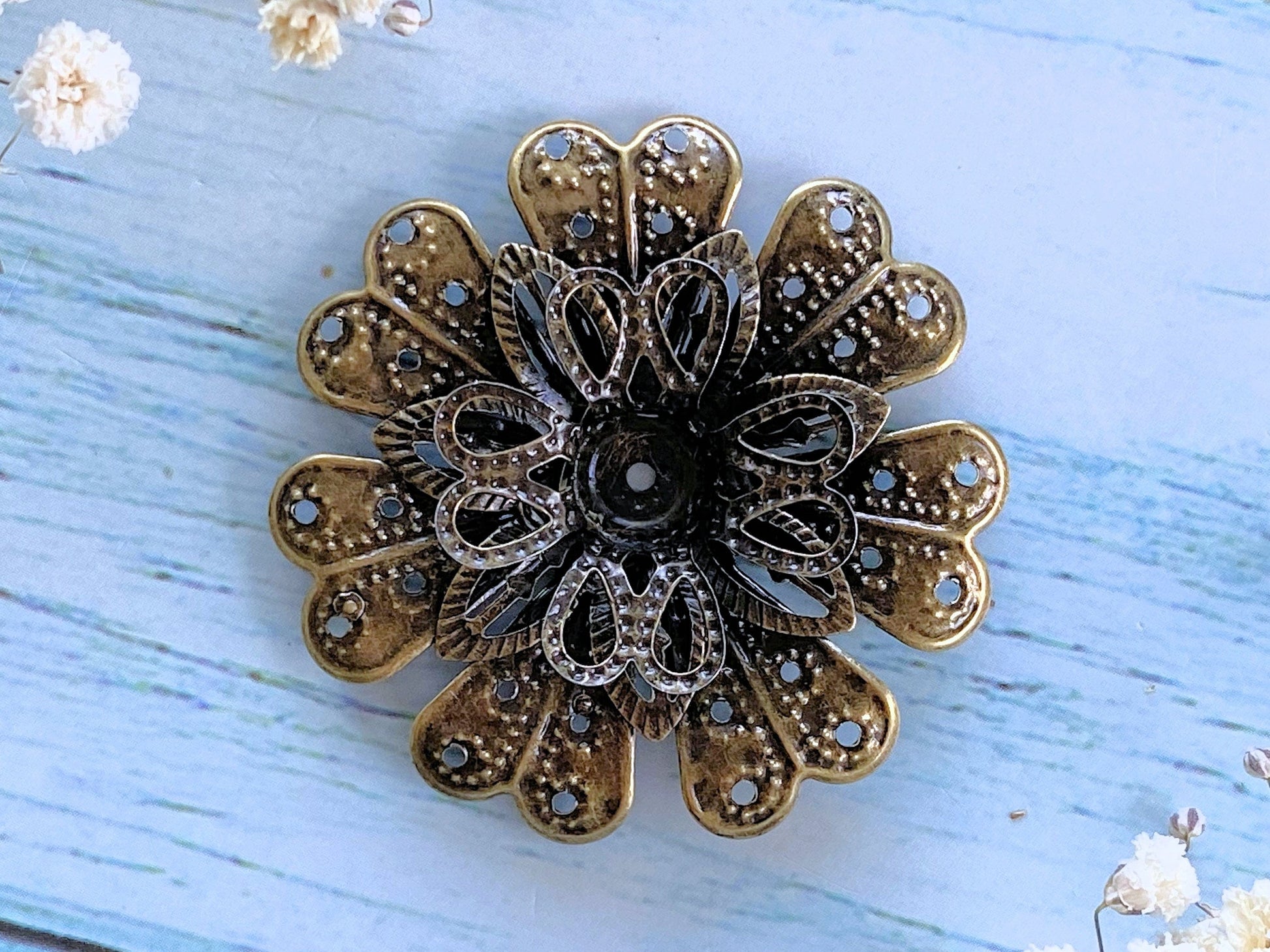 Filigree Flower Metal Charm for Bracelet