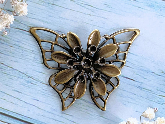 Filigree Vintage Butterfly Flower Charm Embellishment Vialysa
